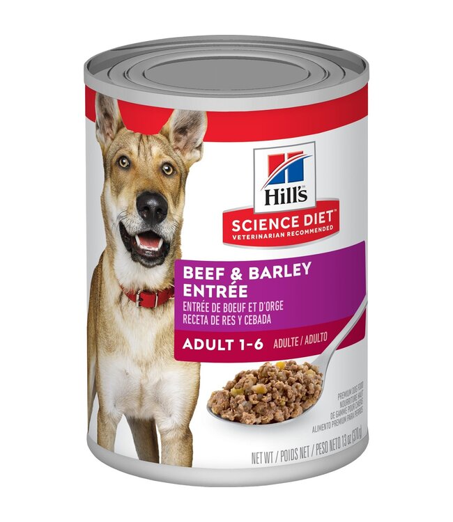 Hills Science Diet Beef & Barley Entree Can for Adult Dogs (1-6) 370 g (13 oz)