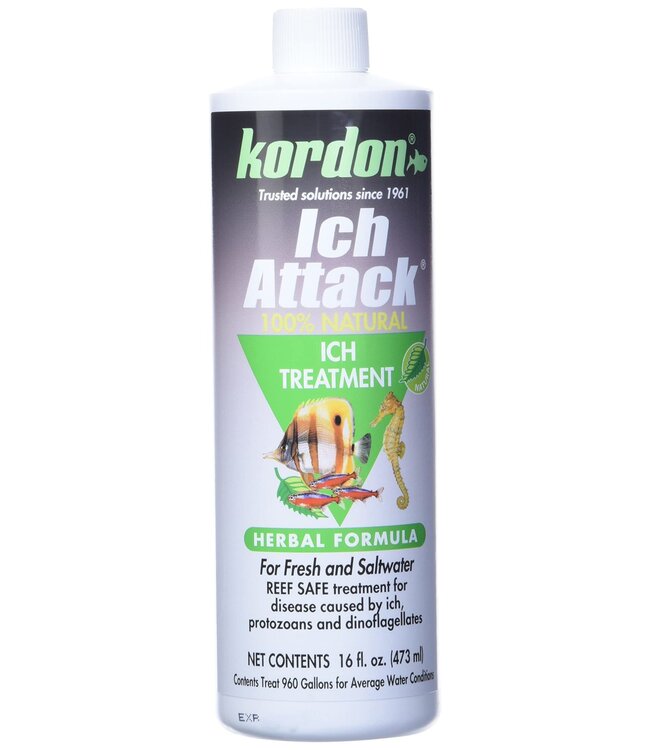 Kordon Ich Attack 100% Natural Ich Treatment for Fresh and Saltwater 473 ml (16 oz)
