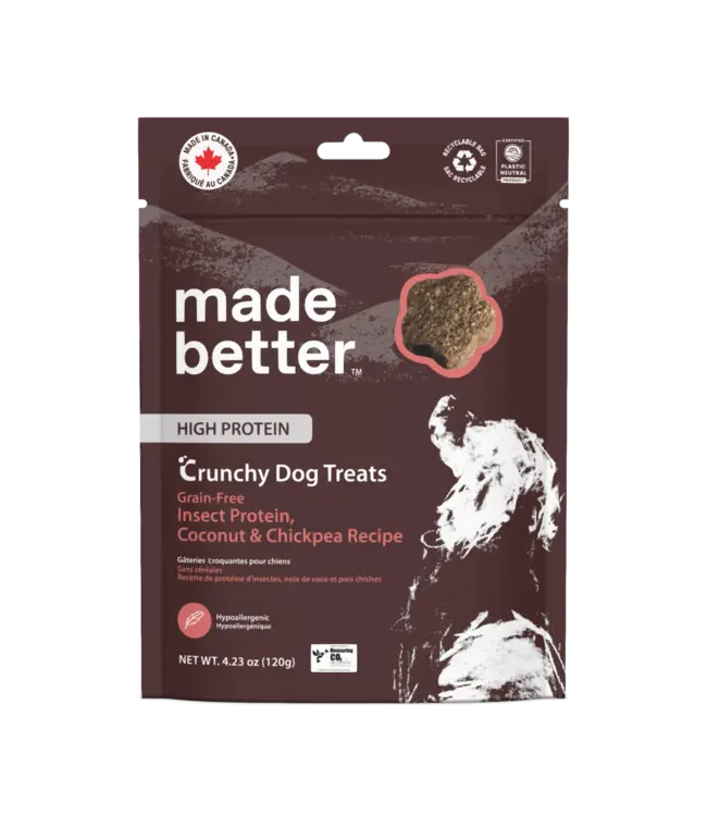Made Better Grain-Free Crunchy Dog Treats - Insect, Coconut & Chickpea Recipe 120 g (4.23 oz)