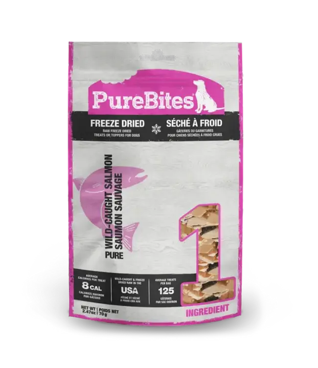 PureBites Raw Freeze Dried Wild-Caught Salmon Treat for Dogs 70 g (2.47 oz)