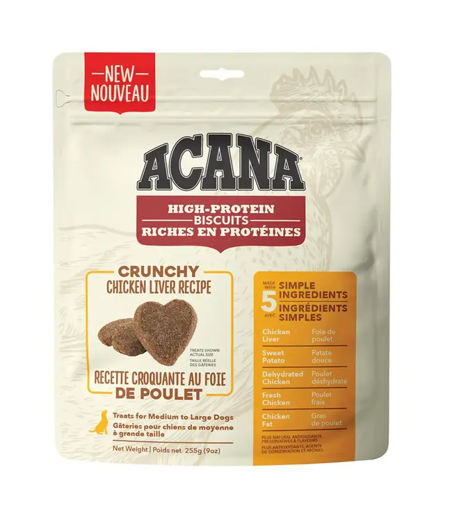 Acana Crunchy Biscuits for Dogs Medium to Large Dogs 255g (4oz) Chicken Liver Recipe