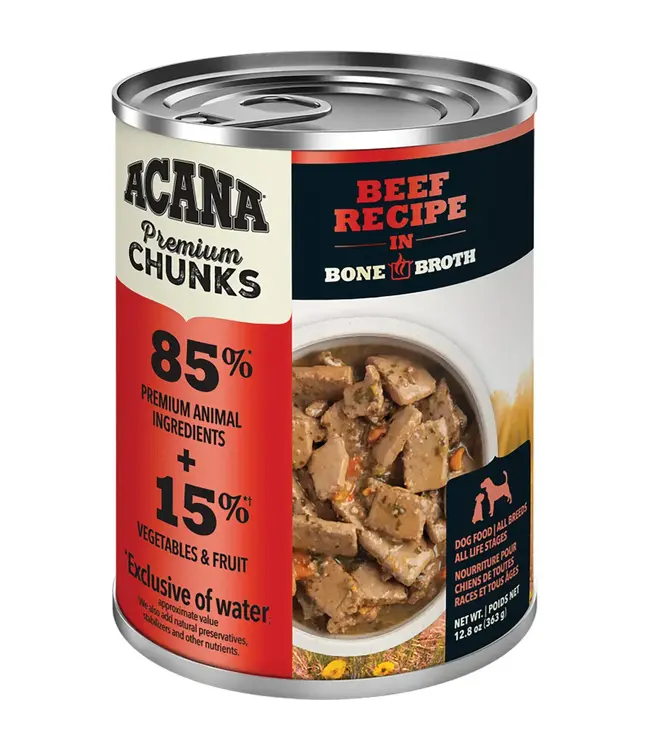 Acana Premium Chunks Beef Recipe in Bone Broth for Dogs 363 g (12.8 oz)