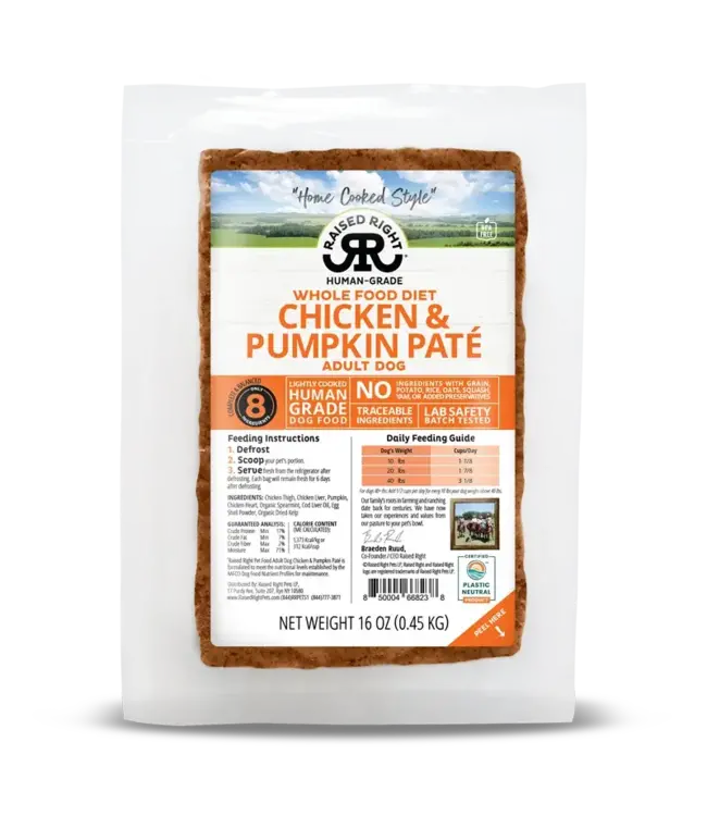 Frozen Chicken & Pumpkin Pate for Adult Dogs 1 lb