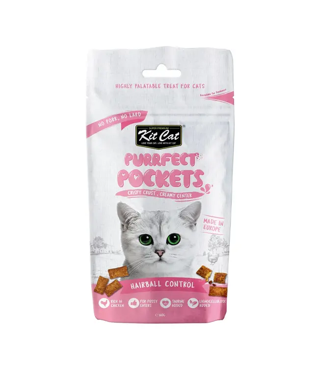 Kit Cat Purrfect Pockets Hairball Control Treats for Cats 60 g