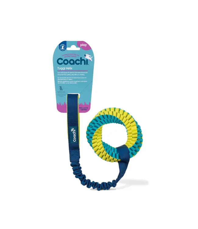 COA Coachi Tuggi Helix Dog Toy - Navy, Lime & Light Blue