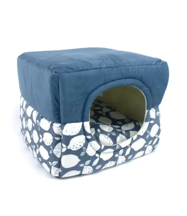 Cumfy Two-Way Pet Bed - Lemon/Blue (33 x 33 x 28 cm)