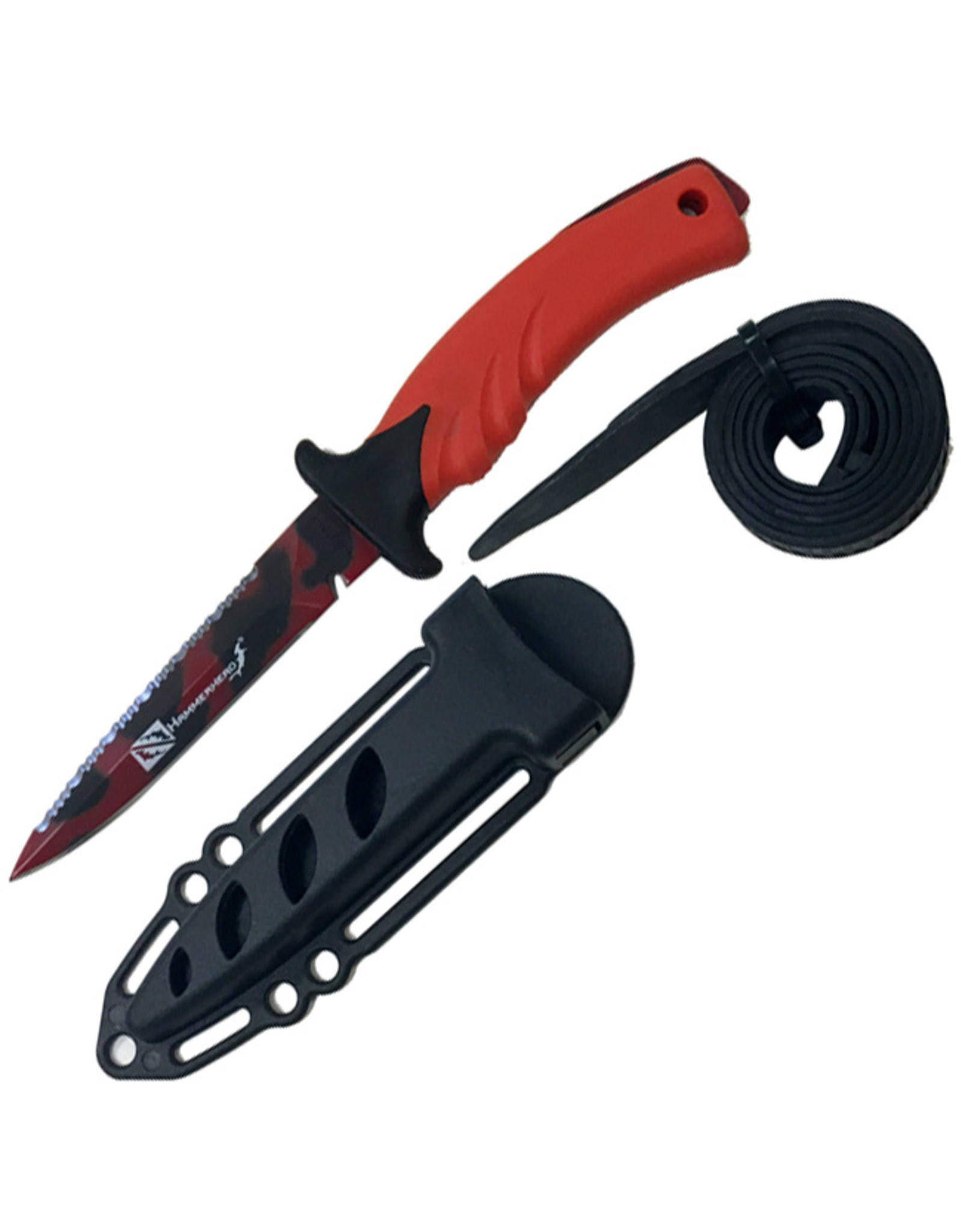 HAMMERHEAD SPEARGUNS Fibia Knife, Small Leg Knife, Red/Black