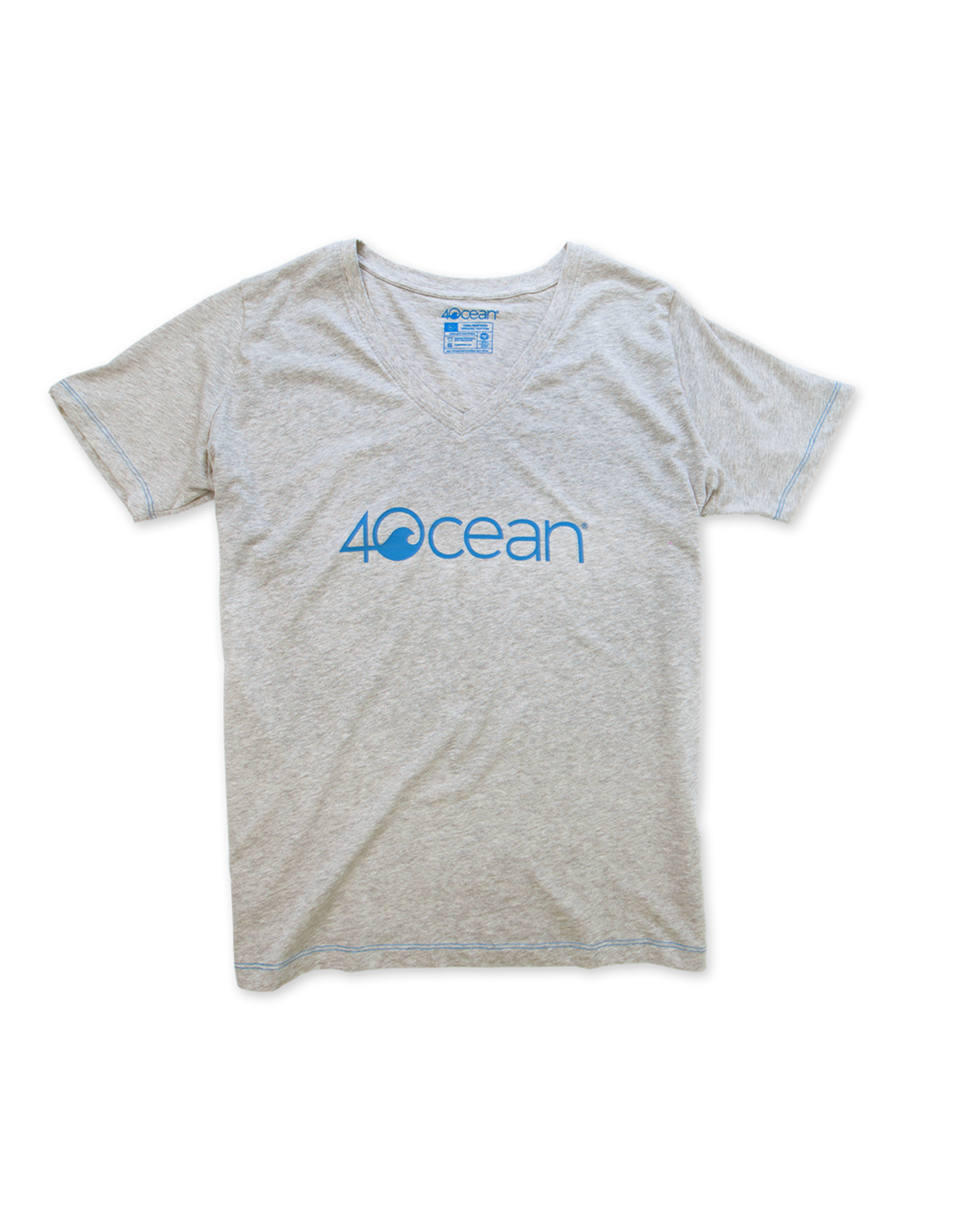 4OCEAN 4Ocean, Women's V-Neck T-Shirt, Logo, Grey, 2.0,