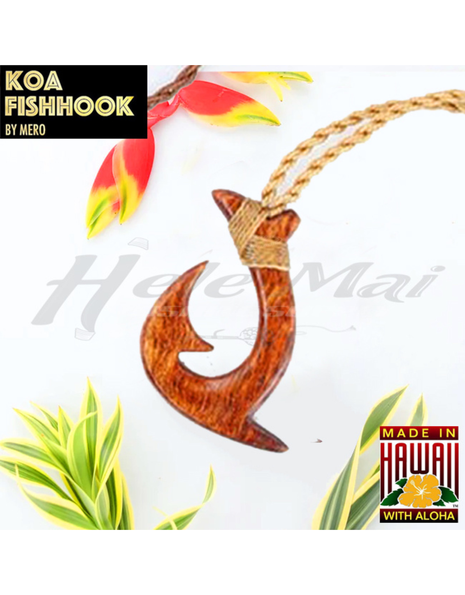 KOA BY MERO (KBM) Koa Fish Hook, Large