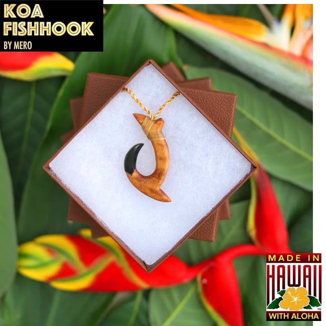Koa Fish Hook, Ebony Tip