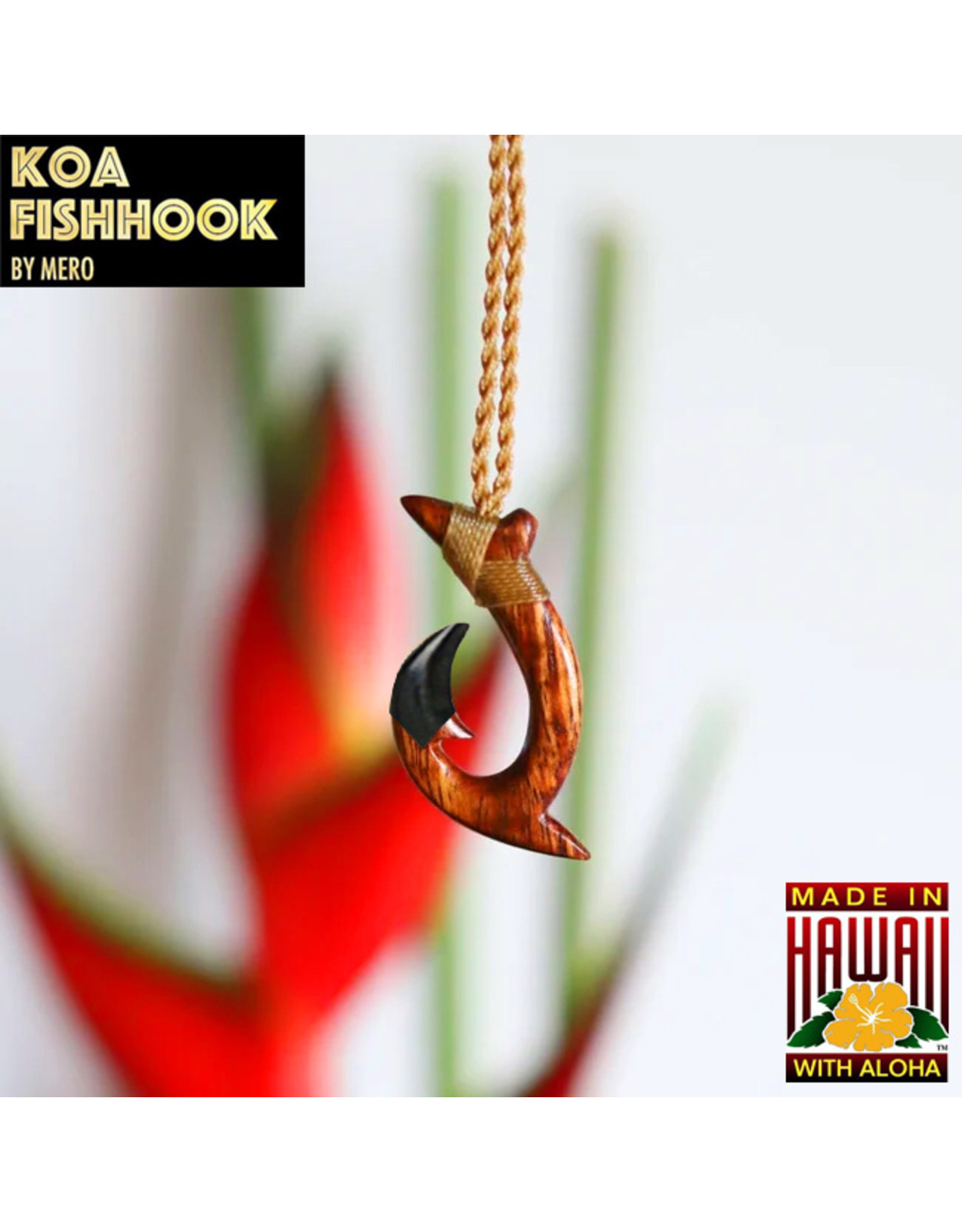 KOA BY MERO (KBM) Koa Fish Hook, Ebony Tip