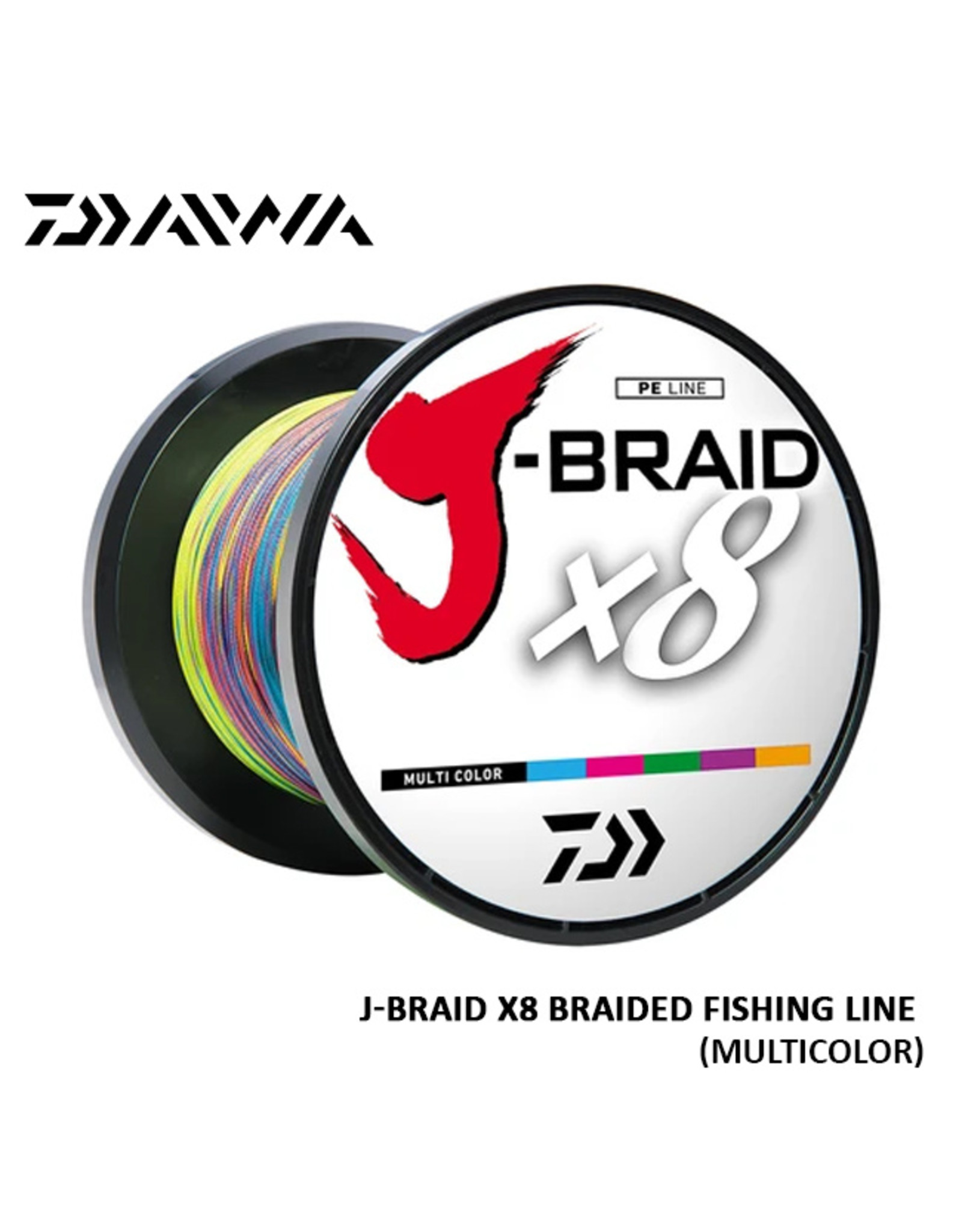DAIWA J-Braided x8 Fishing Line, 500 Meter, Multicolor, DAIWA, 50#