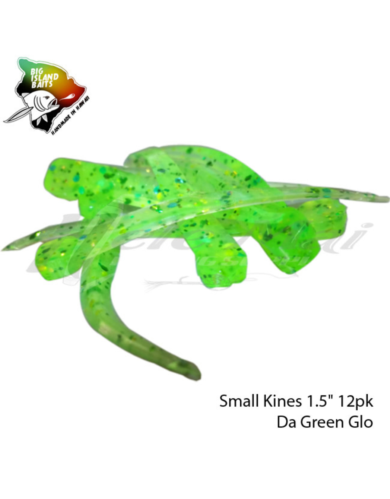 BIG ISLAND BAIT &TACKEL (BIB) BIB, SMALL KINES GRUB DA GREEN GLO 1.5"