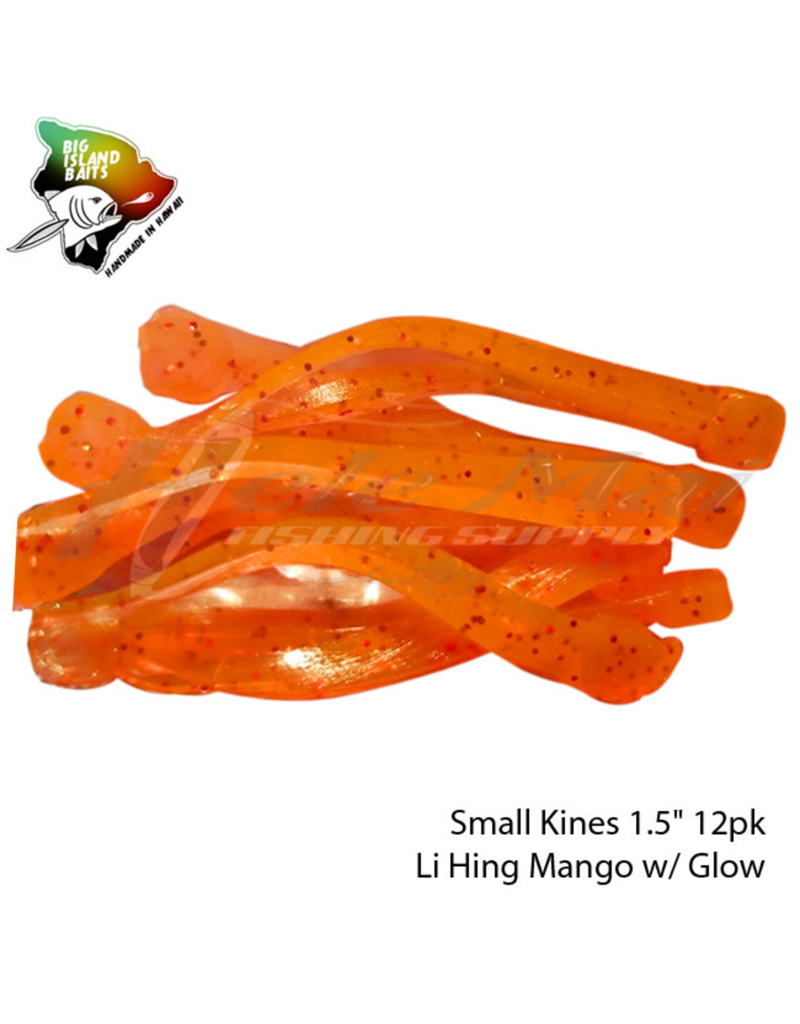 BIG ISLAND BAIT &TACKEL (BIB) BIB, SMALL KINES GRUB LI HING MANGO GLOW 1.5"
