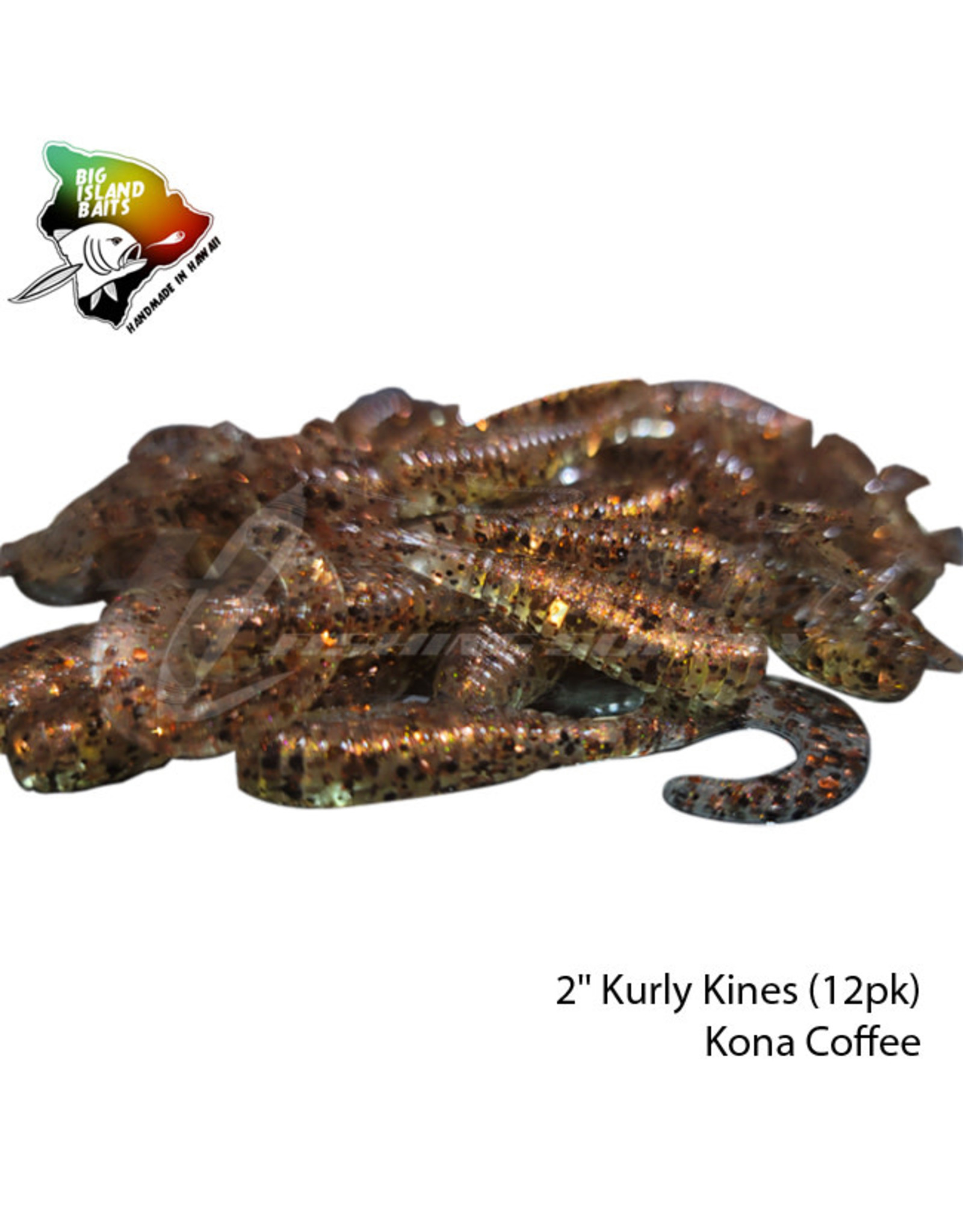 BIG ISLAND BAIT &TACKEL (BIB) BIB, 2" KURLY KINES GRUB "KONA COFFEE"