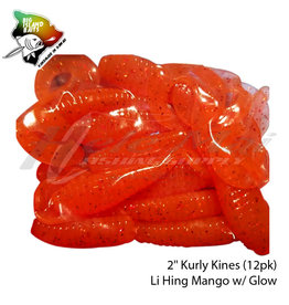 BIG ISLAND BAIT &TACKEL (BIB) BIB, KURLY KINES GRUB LI HING MANGO GLOW 2"