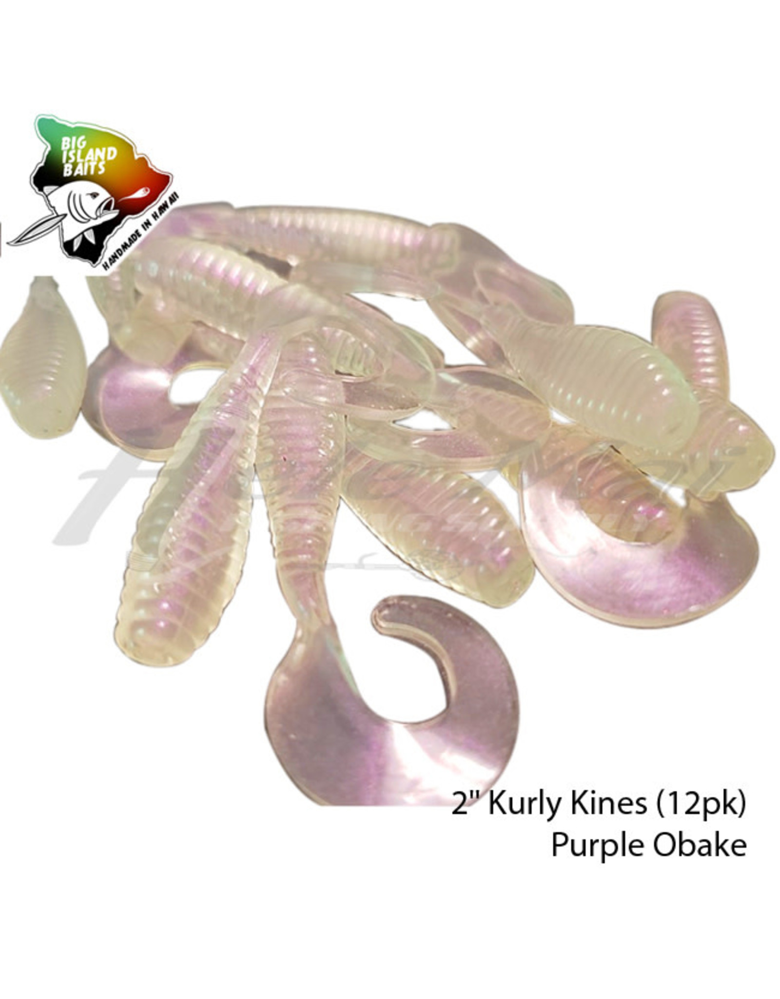 BIG ISLAND BAIT &TACKEL (BIB) BIB, 2" KURLY KINES GRUB "PURPLE OBAKE"