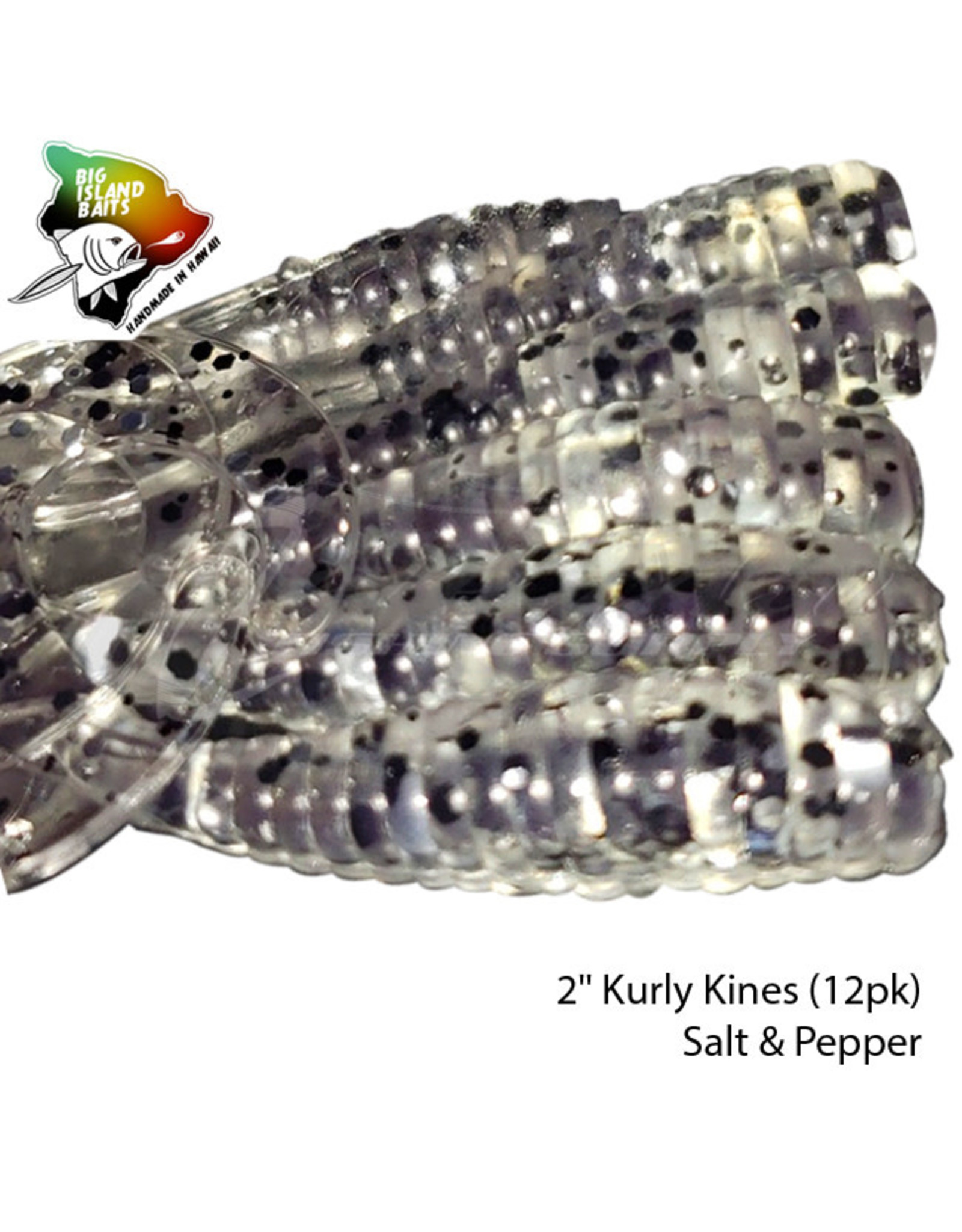 BIG ISLAND BAIT &TACKEL (BIB) BIB, KURLY KINES GRUB SALT & PEPPER 2"