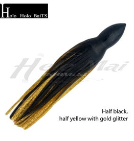 HOLO HOLO HAWAII (HHH) HHH, 7" SQUID LURE SKIRT BLACK GOLD GLITTER #006