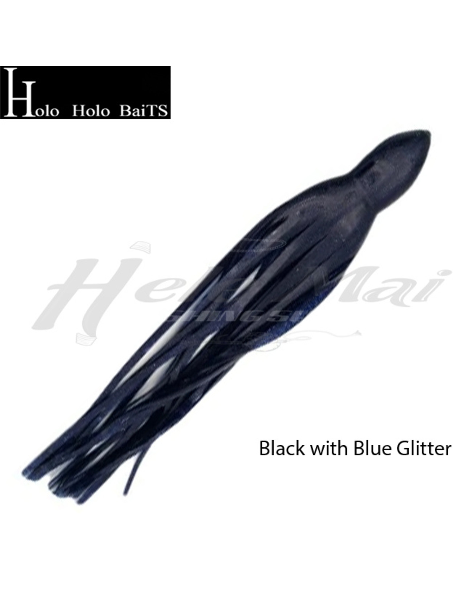 HOLO HOLO HAWAII (HHH) HHH, 9" SQUID LURE SKIRT BLACK BLUE GLITTER #1302