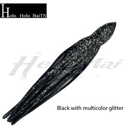 HOLO HOLO HAWAII (HHH) HHH, 9" SQUID LURE SKIRT BLACK SILVER GLITTER #1301
