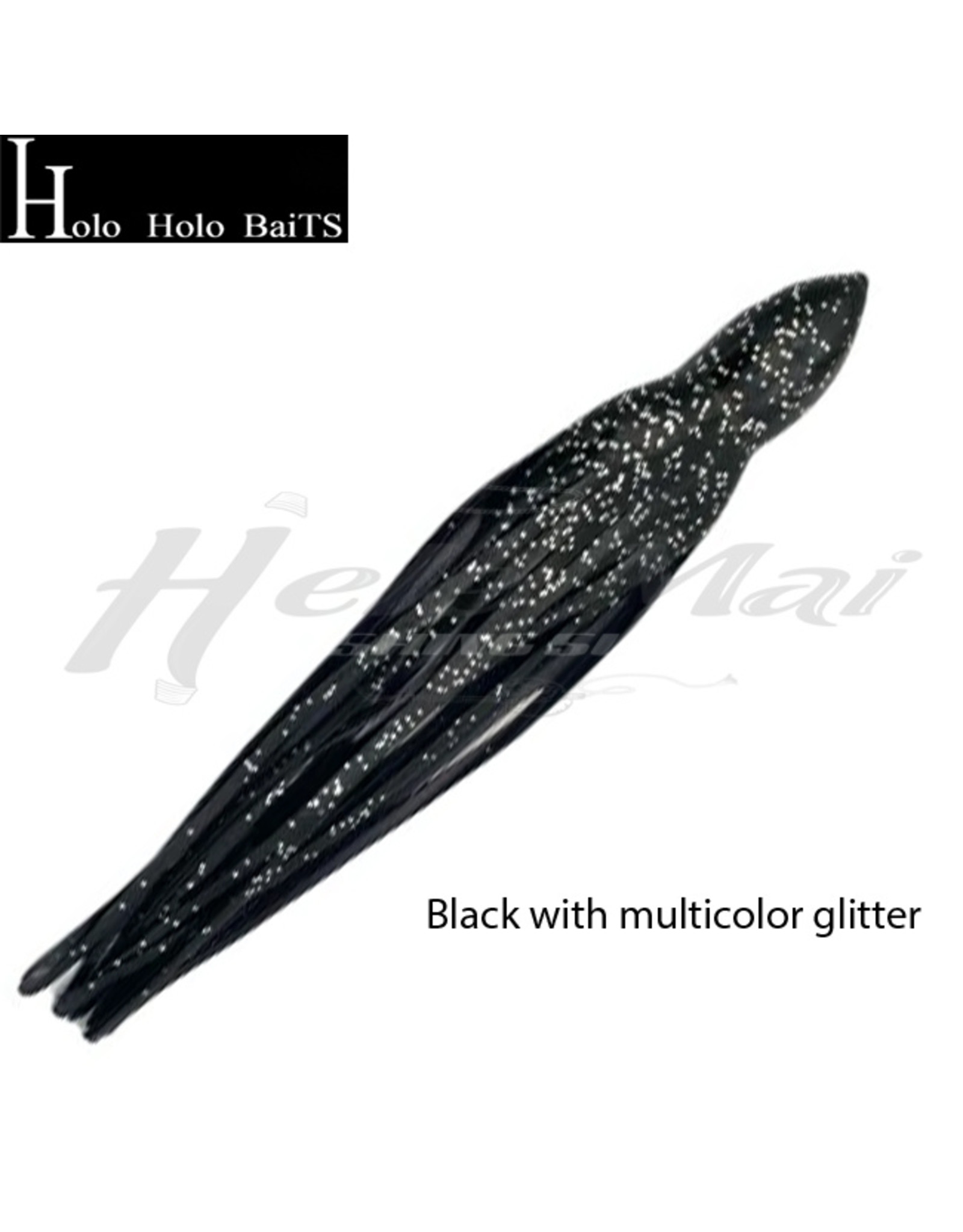 HOLO HOLO HAWAII (HHH) HHH, 7" SQUID LURE SKIRT BLACK SILVER GLITTER #1301