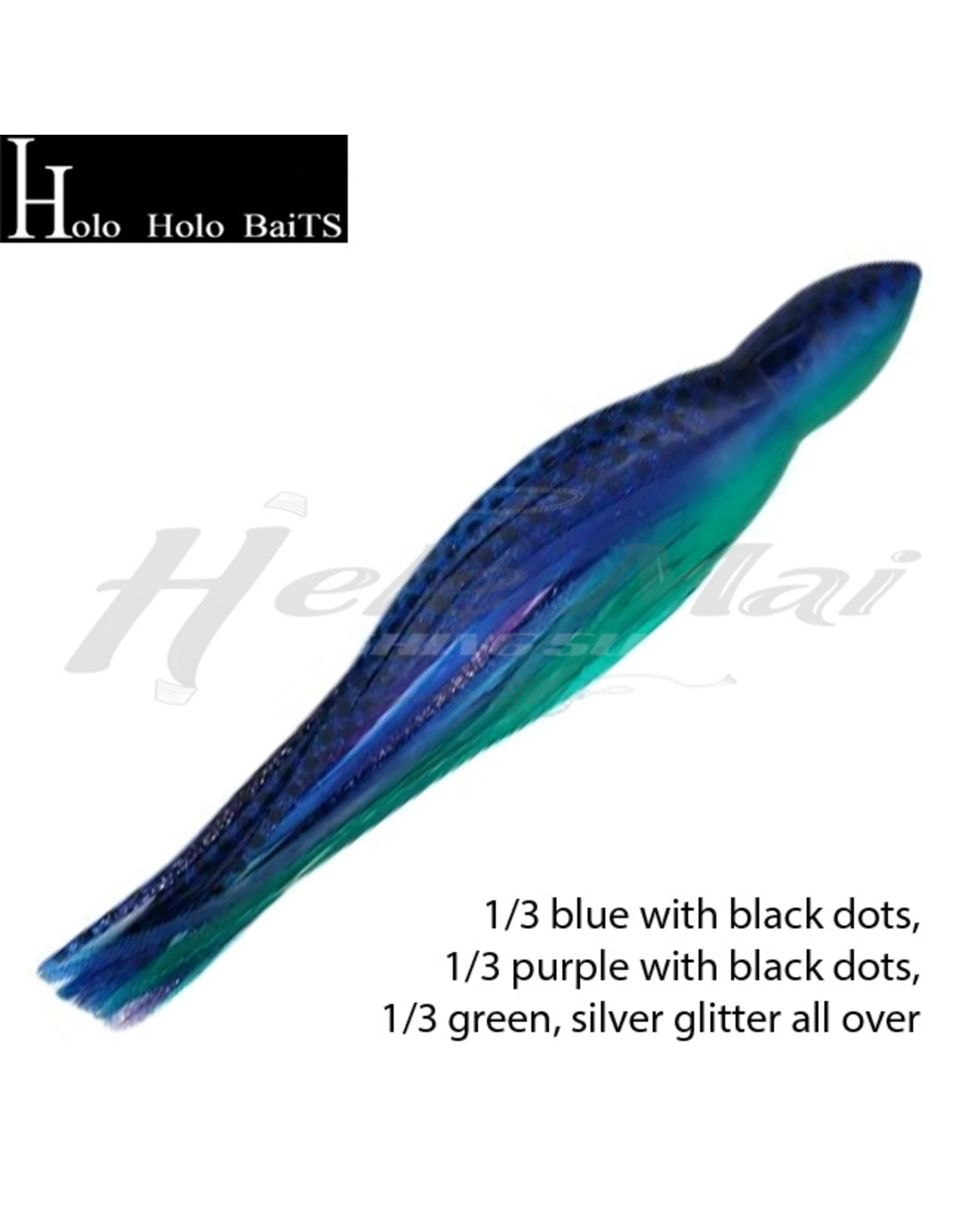 HOLO HOLO HAWAII (HHH) HHH, 9" SQUID LURE SKIRT GREEN BLUE PURPLE #1298