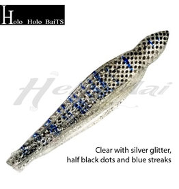 HOLO HOLO HAWAII (HHH) HHH, 7" SQUID LURE SKIRT MILKY SILVER GLITTER DOTS #1113