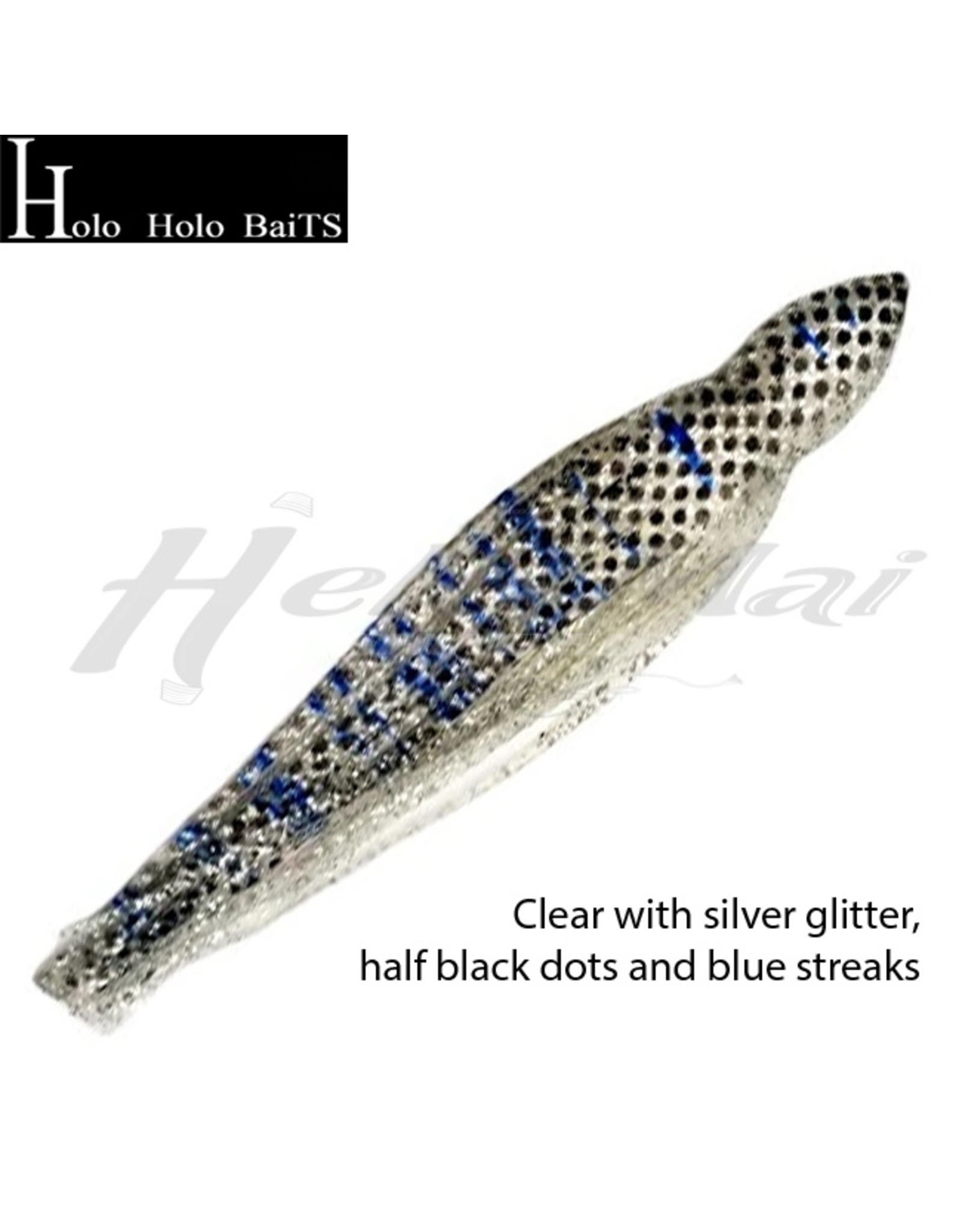 HOLO HOLO HAWAII (HHH) HHH, 9" SQUID LURE SKIRT MILKY SILVER GLITTER DOTS #1113