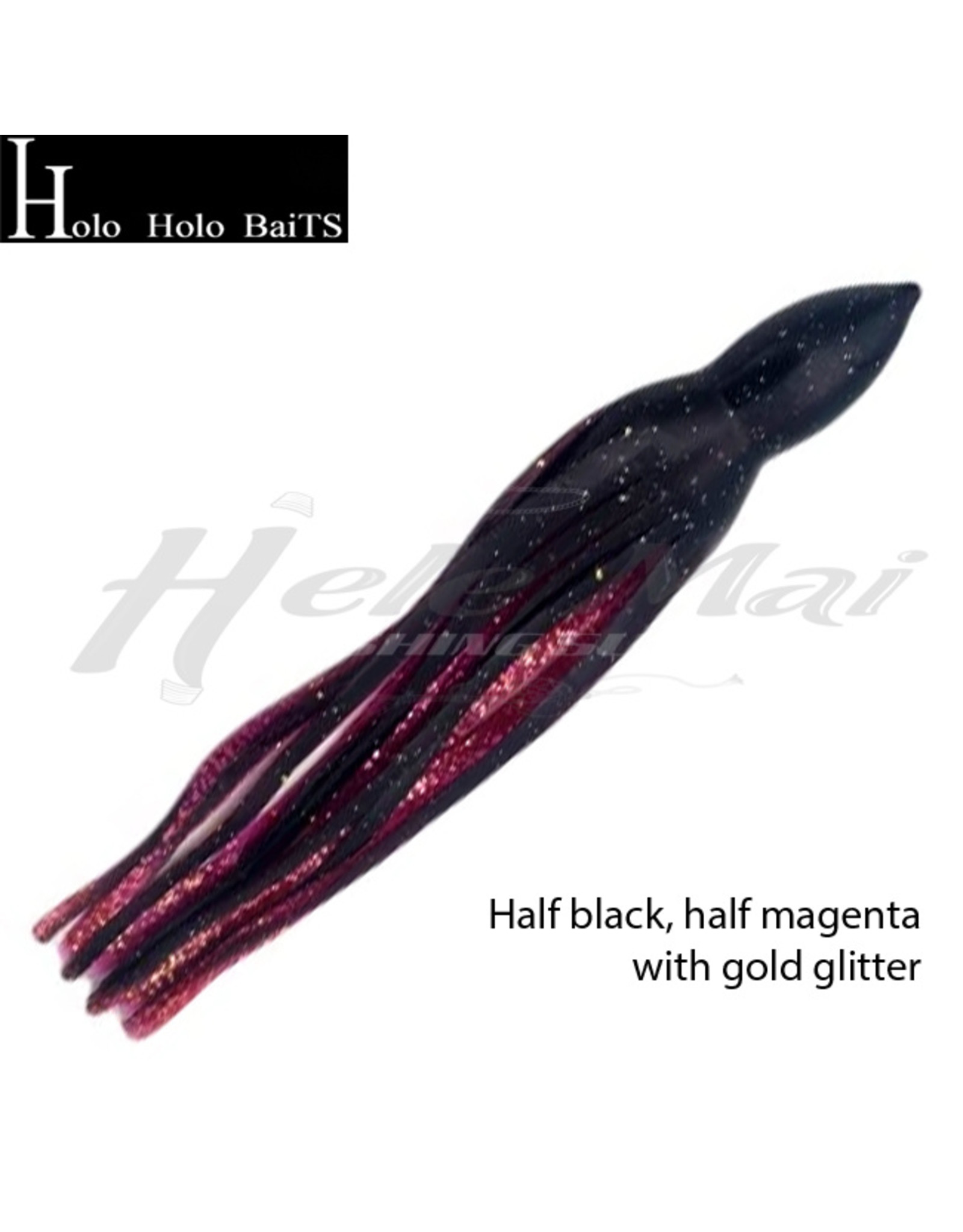 HOLO HOLO HAWAII (HHH) HHH, 9" SQUID LURE SKIRT BLACK MAVIS GLITTER #1108