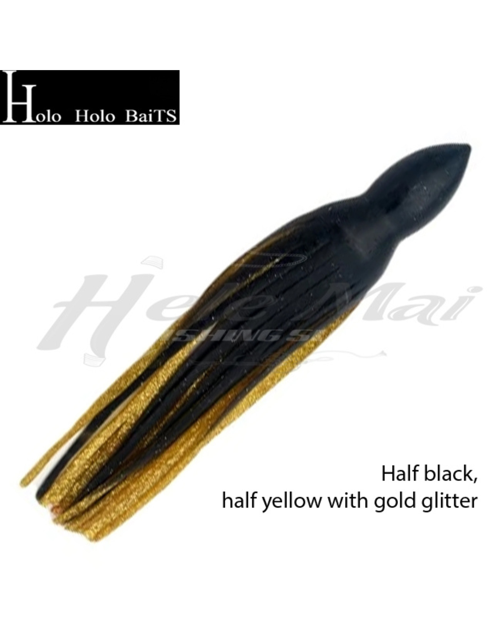 HOLO HOLO HAWAII (HHH) HHH, 9" SQUID LURE SKIRT BLACK GOLD GLITTER #006
