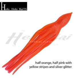 HOLO HOLO HAWAII (HHH) HHH, 9" SQUID LURE SKIRT ORANGE PINK SILVER STRIPE #657