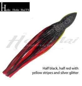 HOLO HOLO HAWAII (HHH) HHH, 7" SQUID LURE SKIRT BLACK RED GLITTER #654