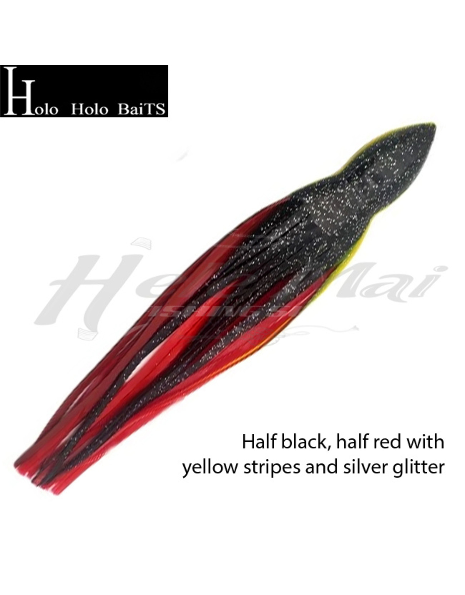 HOLO HOLO HAWAII (HHH) HHH, 9" SQUID LURE SKIRT BLACK RED GLITTER #654