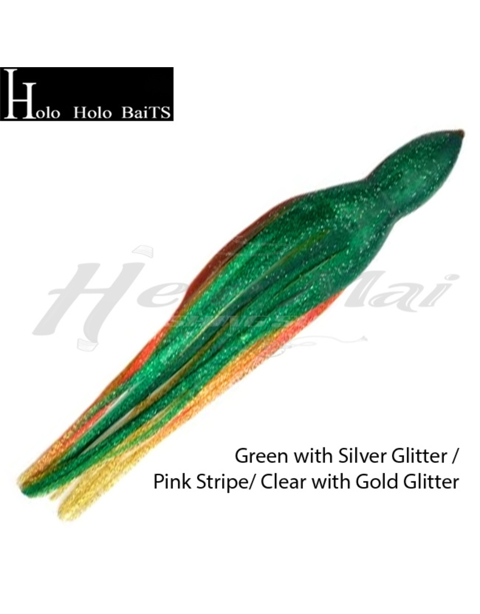 HOLO HOLO HAWAII (HHH) HHH, 9" SQUID LURE SKIRT GREEN GOLD GLITTER #650
