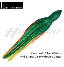 HOLO HOLO HAWAII (HHH) HHH, 9" SQUID LURE SKIRT GREEN GOLD GLITTER #650