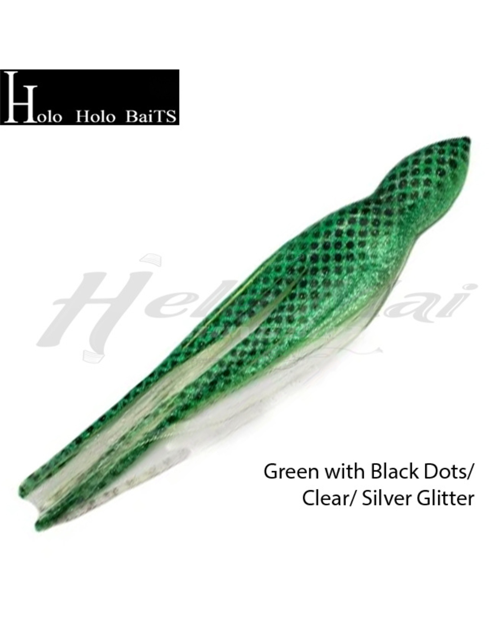 HOLO HOLO HAWAII (HHH) HHH, 7" SQUID LURE SKIRT GREEN SILVER DOTS #639