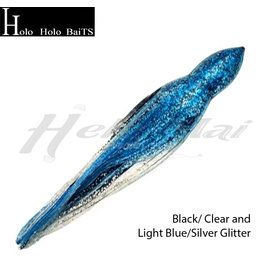 HOLO HOLO HAWAII (HHH) HHH, 7" SQUID LURE SKIRT BLACK BLUE SILVER ICY #627