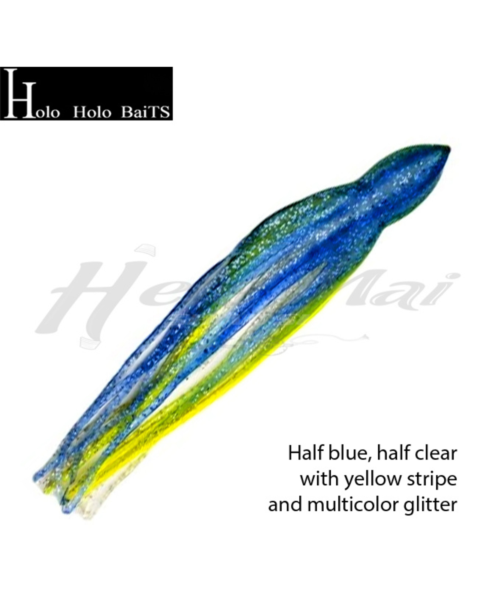 HOLO HOLO HAWAII (HHH) HHH, 7" SQUID LURE SKIRT BLUE SILVER YELLOW STRIPE #012