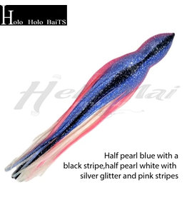 HOLO HOLO HAWAII (HHH) HHH, 7" SQUID LURE SKIRT SALMON BLUE STRIPE #008