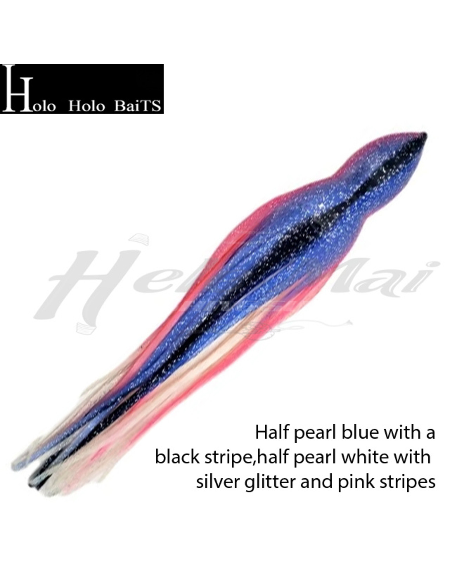 HOLO HOLO HAWAII (HHH) HHH, 9" SQUID LURE SKIRT SALMON BLUE STRIPE #008