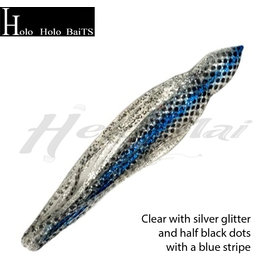 HOLO HOLO HAWAII (HHH) HHH, 9" SQUID LURE SKIRT SILVER GLITTER DOT STRIPE #007