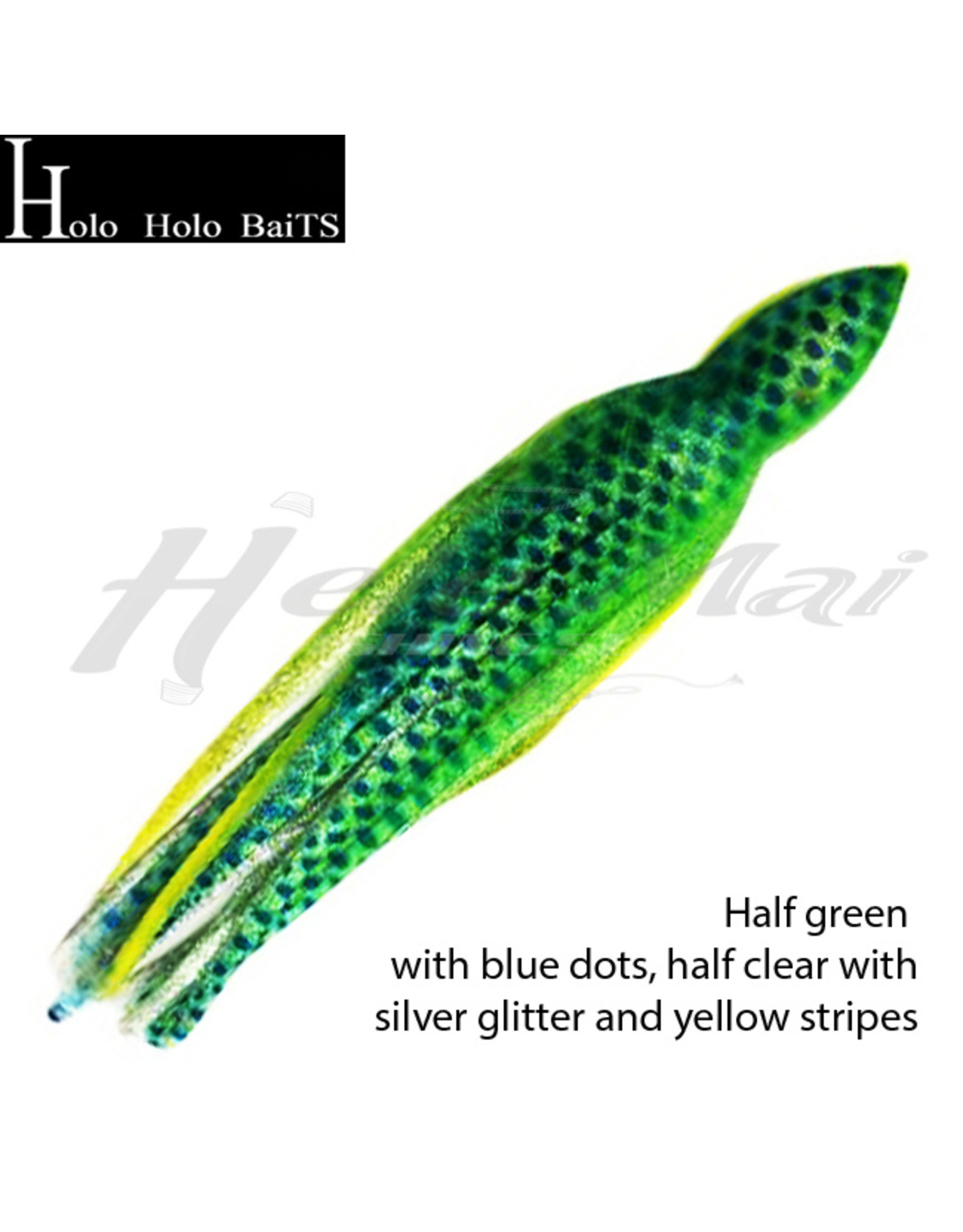 HOLO HOLO HAWAII (HHH) HHH, 7" SQUID LURE SKIRT FROG GREEN DOTS #005