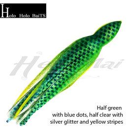 HOLO HOLO HAWAII (HHH) HHH, 7" SQUID LURE SKIRT FROG GREEN DOTS #005
