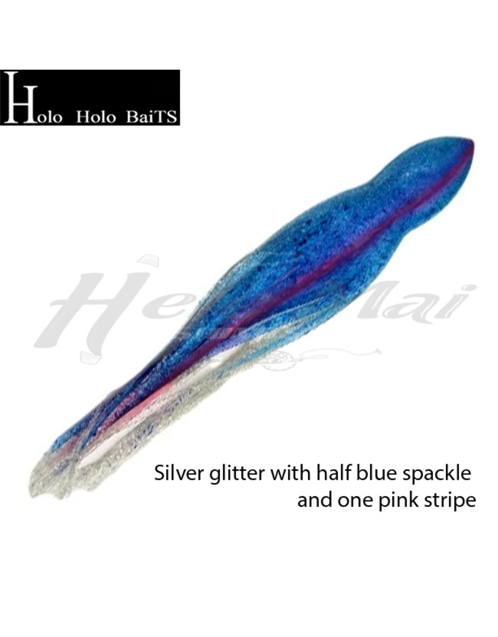 HOLO HOLO HAWAII (HHH) HHH, 9" SQUID LURE SKIRT SILVER GLITTERS BLUE PINK #1473