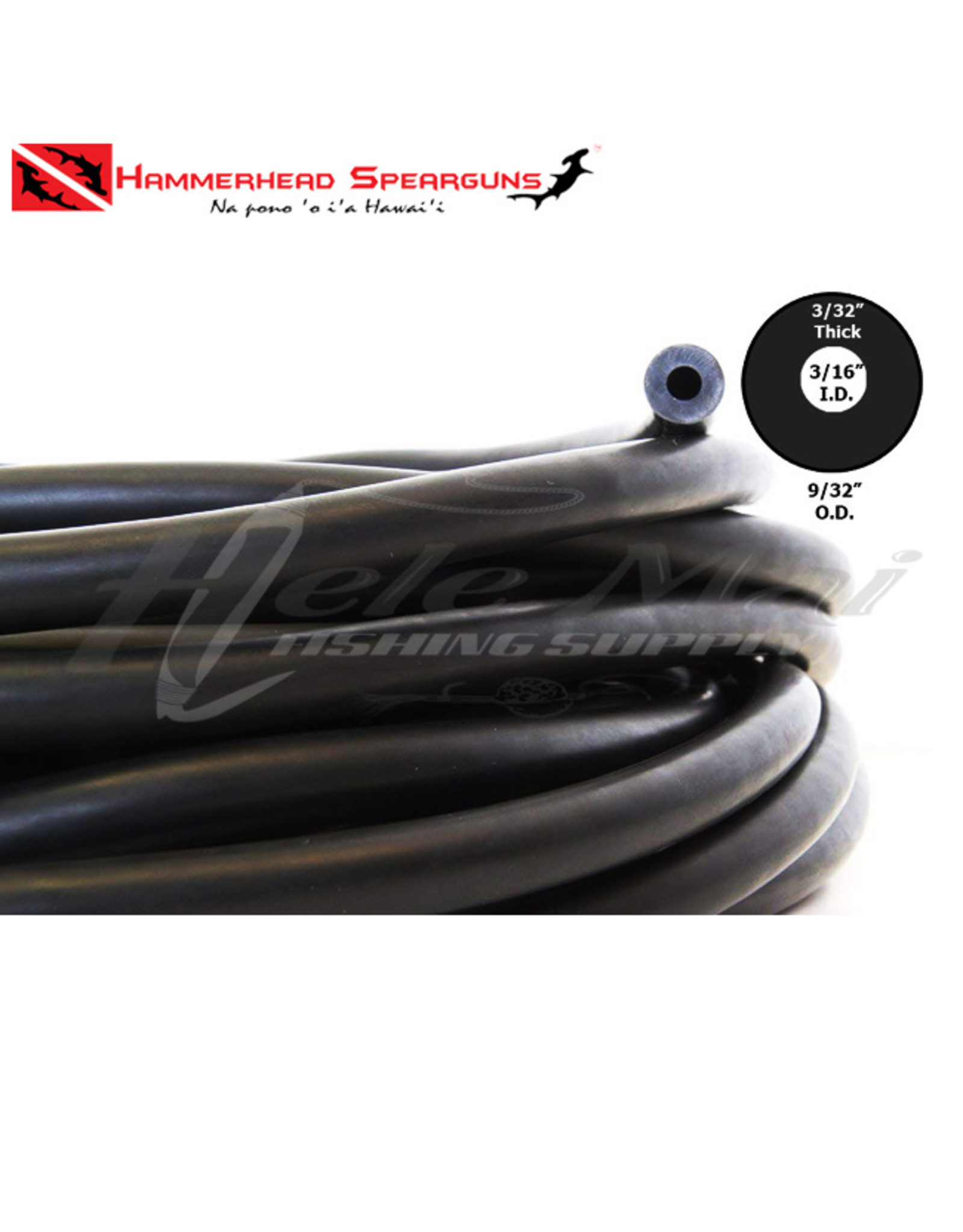 HAMMERHEAD SPEARGUNS (HHS) HHS, 3-PRONG RUBBER BLACK PER FOOT