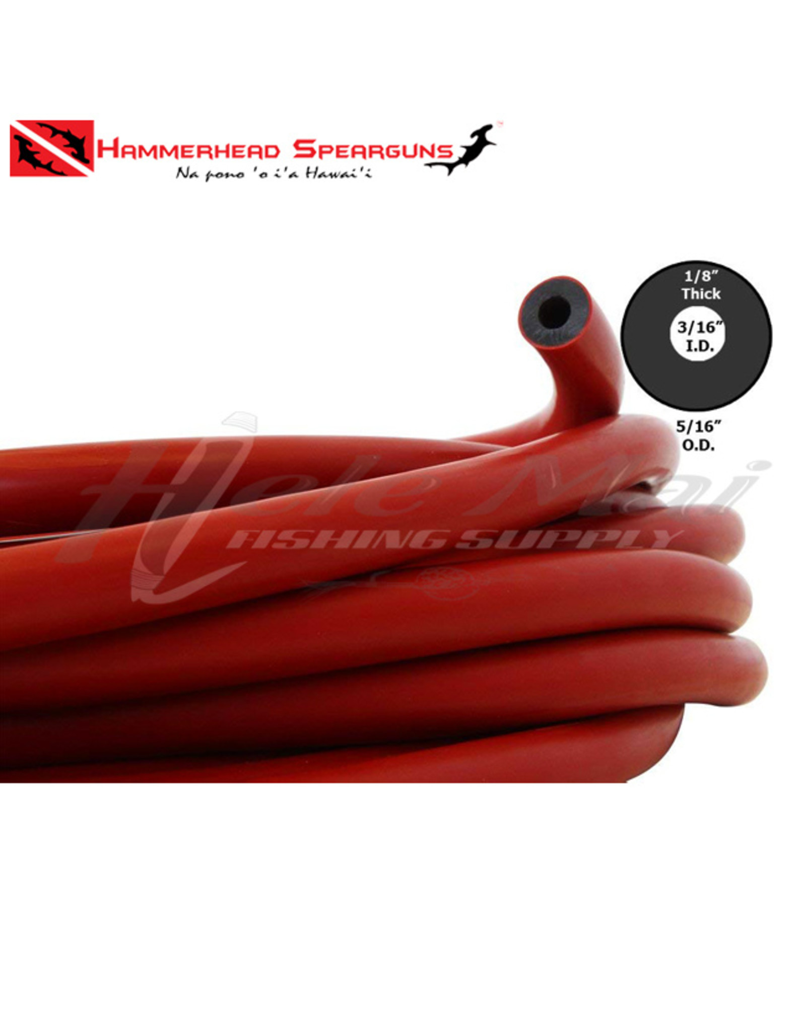 HAMMERHEAD SPEARGUNS (HHS) HHS, 3-PRONG HD RUBBER RED BLACK PER FOOT