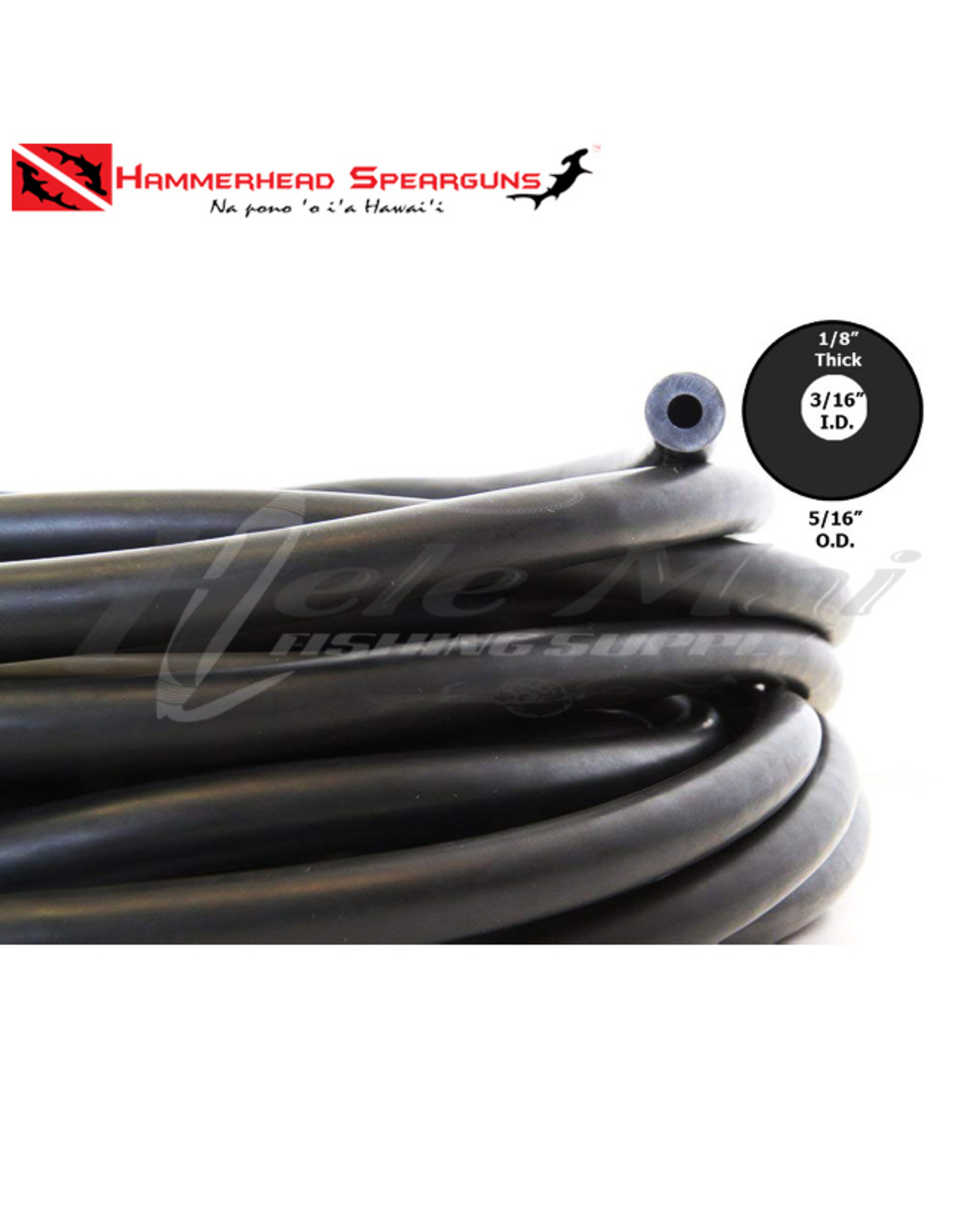 HAMMERHEAD SPEARGUNS (HHS) HHS, 3-PRONG HD RUBBER BLACK PER FOOT