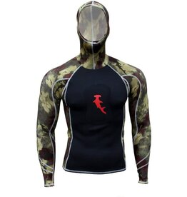 HAMMERHEAD SPEARGUNS (HHS) HHS, AMBUSH RASHGUARD W/HOOD CAMO LONG DEEP REEF GREEN