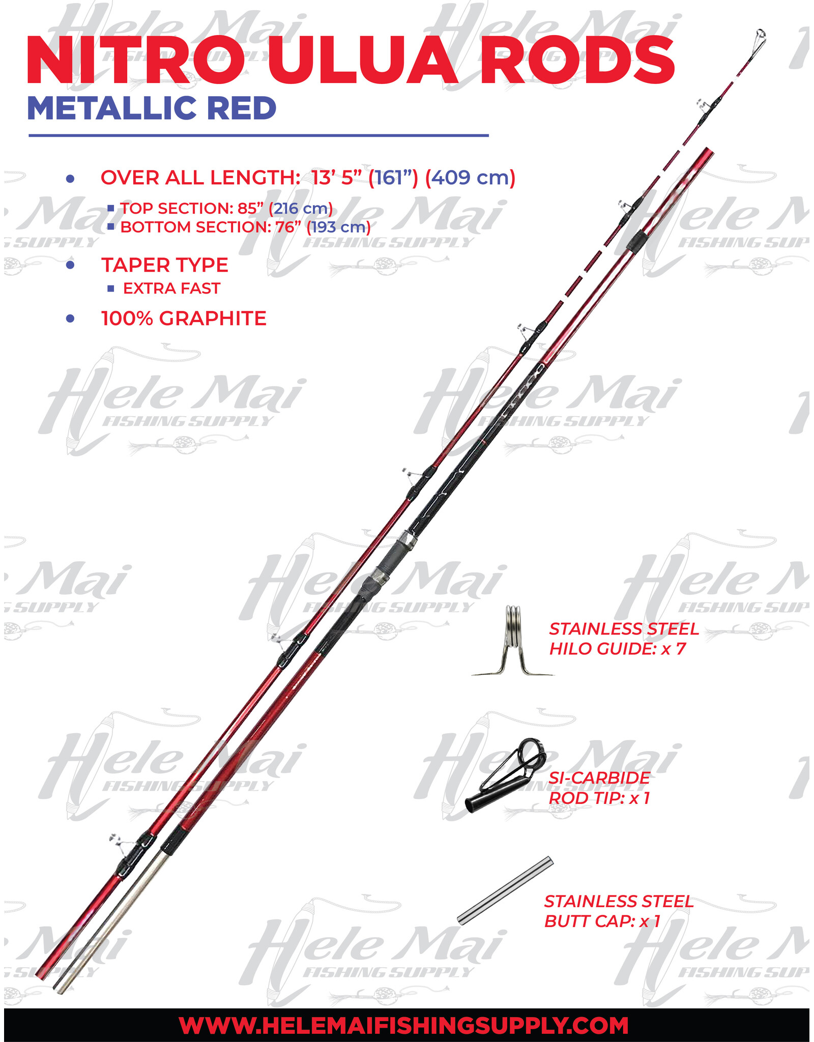 NITRO (NIT) NITRO, ULUA ROD METALLIC RED HEAVY 13'